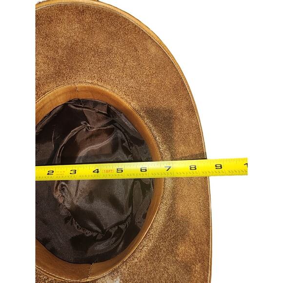 Leather Outback Style Hat sz 6 3/4 - 6 7/8 - Picture 8 of 10